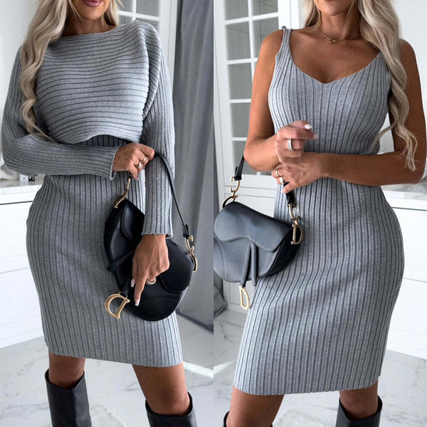 Women's Solid Stripe Dress